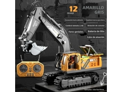 Camión Excavadora De Control Remoto De 2,4 Ghz (amarillo Grisáceo), Juguete De Ingeniería De Plástico, Con Control Remoto