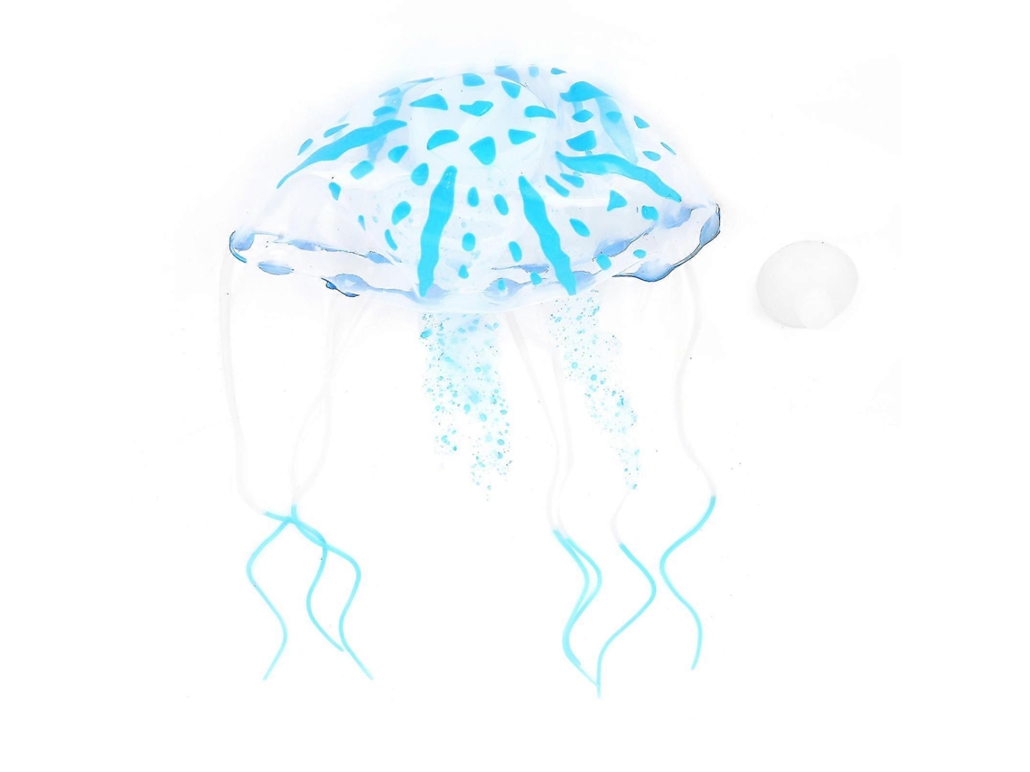 Gran decoración de silicona para acuario con medusa Rosewell azul brillante