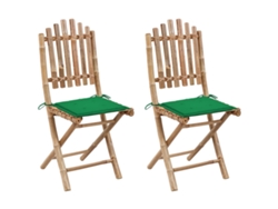 Sillas de jardín plegables de bambú DKD Home Decor con cojines, 2 unidades
