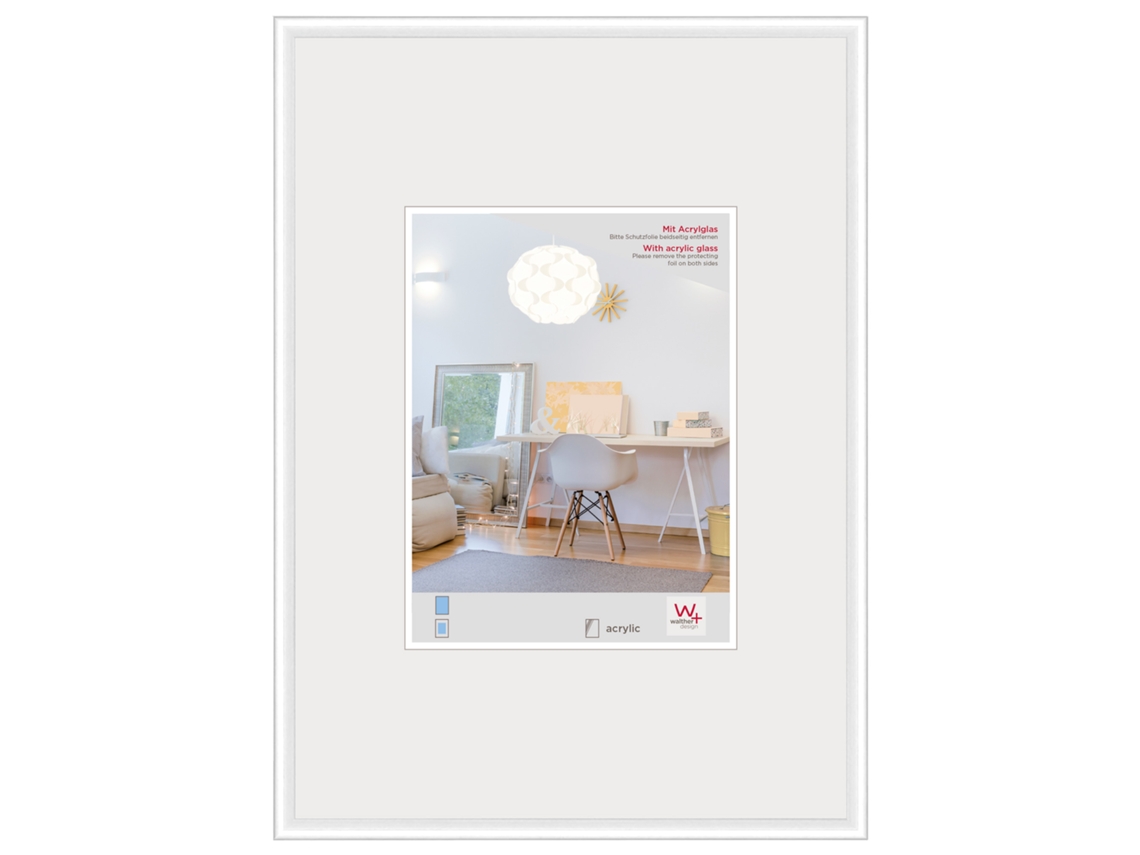 Marco de plástico, medidas 42x59, 4 cm, cristal artificial blanco, MY PERFECT DESIGN