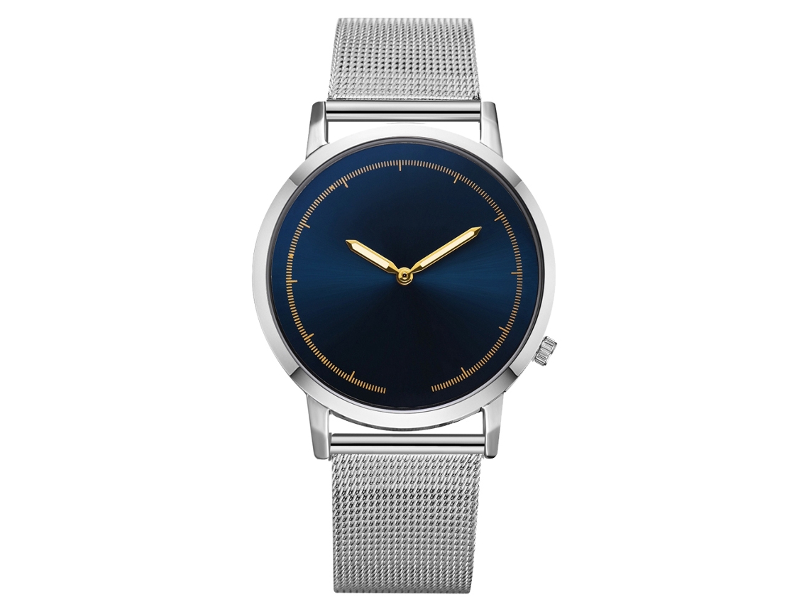Reloj De Pulsera Unisex Informal De Moda Con Correa De Aleación Y Movimiento De Cuarzo (plateado Y Azul)