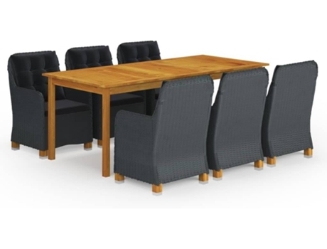 Conjunto 7 de comedor para jardín de VIDAXL gris oscuro