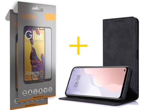 Carcasa + 2 Protectores de Pantalla para Samsung Galaxy S22 Plus 5G ACCETEL Negro
