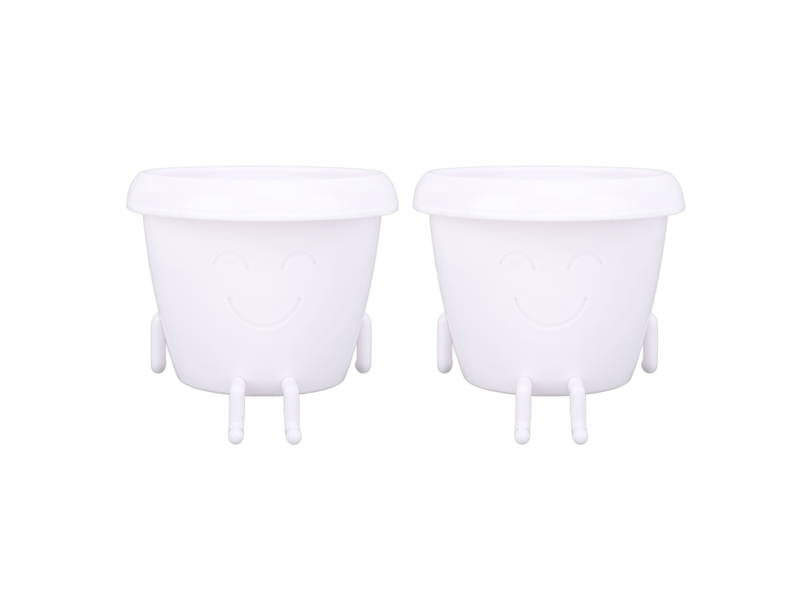 piezas Hermosas Macetas para Suculentas con Cara Sonriente Maceta de Plástico con Drenaje Agujero Blanco Jardín Patio