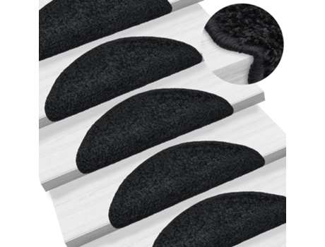 MAISON EXCLUSIVE - Alfombras de peldaños de escalera 15 uds negro 56x17x3 cm