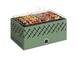 Parrilla De Carbón Portátil Con Ventilador Incorporado Para Uso En Exteriores, Color Verde Claro.