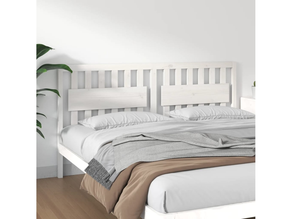 Cabecero De Cama Madera Maciza De Pino Blanco 185,5x4x100 Cm