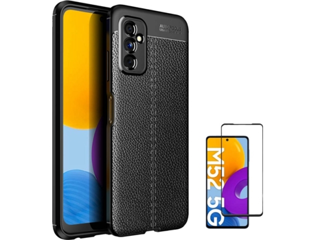 Funda + Protector de Pantalla Samsung M52 5G Rugged Leather Negro