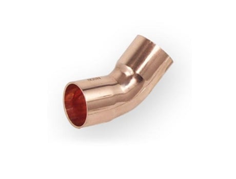 Accesorio de Tubo Codo Curvo de Cobre para Soldadura Hembra x Hembra Diámetro de 18 mm Ángulo de 45 grados