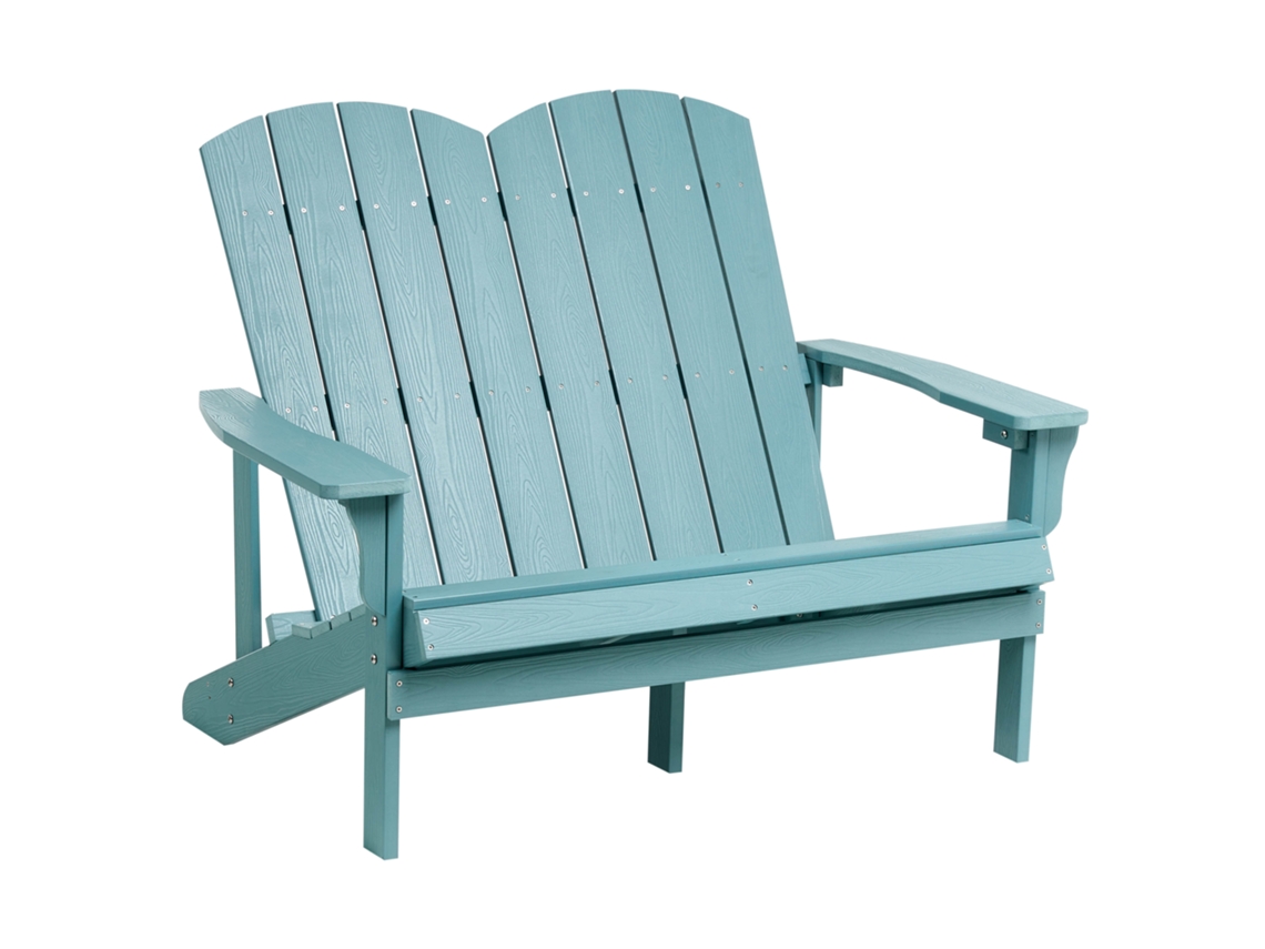 Banco de jardín Adirondack Beliani de plástico y madera azul, 125 x 73 x 91 cm