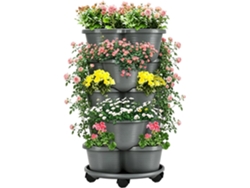 Jardineras Apilables Generico – Torre De Jardín Vertical De 5 Niveles, Mecanismo Con Base Móvil Y Ruedas, Diseño
