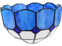 Lámpara De Techo De Cristal E27 Cm, Color Blanco Y Azul.