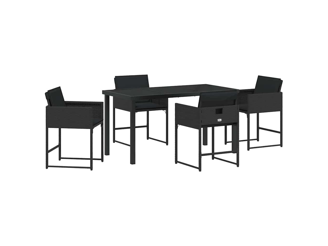 Maison Exclusive - Conjunto De Comedor De Jardín 5 Pcs Negro Ratán Sintético