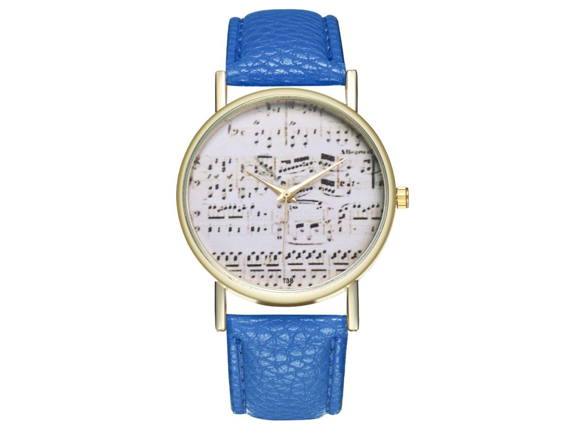 Reloj De Pulsera Analógico De Cuarzo Unisex Con Correa De Pu Azul Marino Para Negocios.