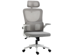Silla De Oficina Giratoria 360° Con Reposacabezas Y Soporte Lumbar Ajustables - Altura Del Asiento Regulable, Color Gris.
