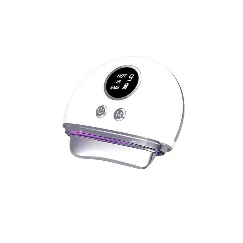 (blanco) Dispositivo Facial Gua Sha Ems Con Terapia De Luz Roja, Funciones De Masaje Facial Y De Cuello