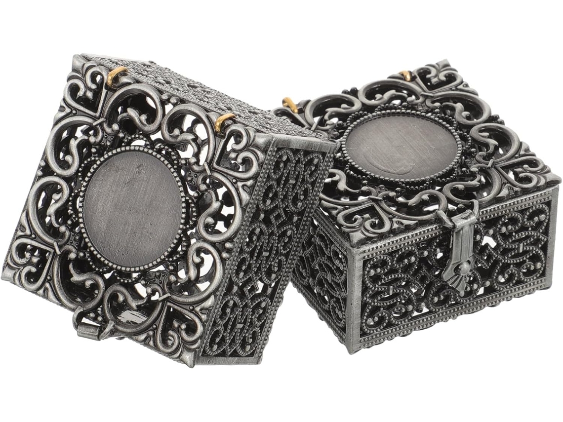 Cajas Joyería Diseño Hueco Juego 2 Aleación Negra Guardar Collares Pulseras Regalo Zinc Caja