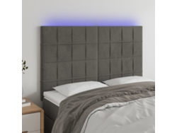 Cabecero Con Luces Led Terciopelo Gris Oscuro 144x5x118/128 Cm