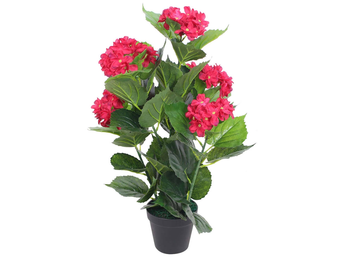 Hortensia artificial con jarrón rojo de 60 cm, DKD HOME DECOR