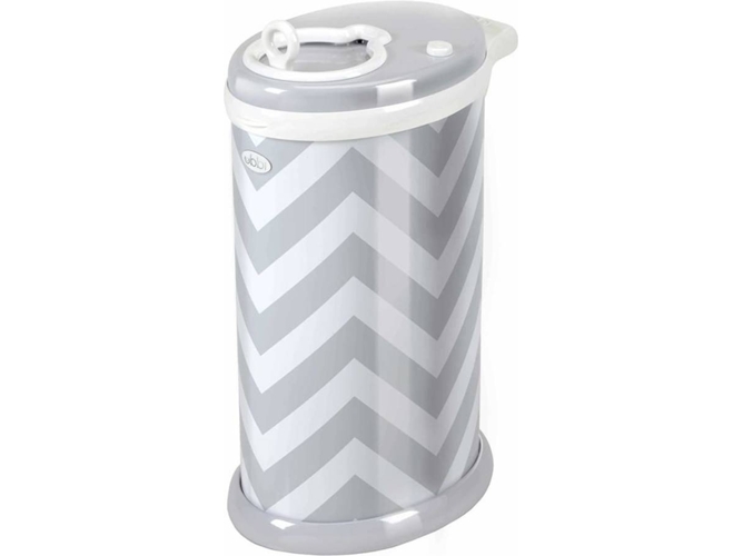 Ubbi Contenedor para pañales de acero gris con motivos angulares