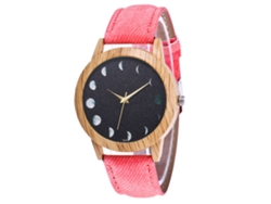 Reloj De Pulsera Unisex De Cuero Vaquero Con Patrón Lunar Rosa Zhoulianfa