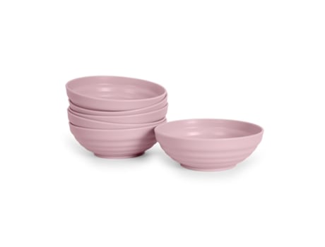 Juego de 6 Cuencos Clásicos Reutilizables PLASTIC FORTE (Rosa - 380 Ml)