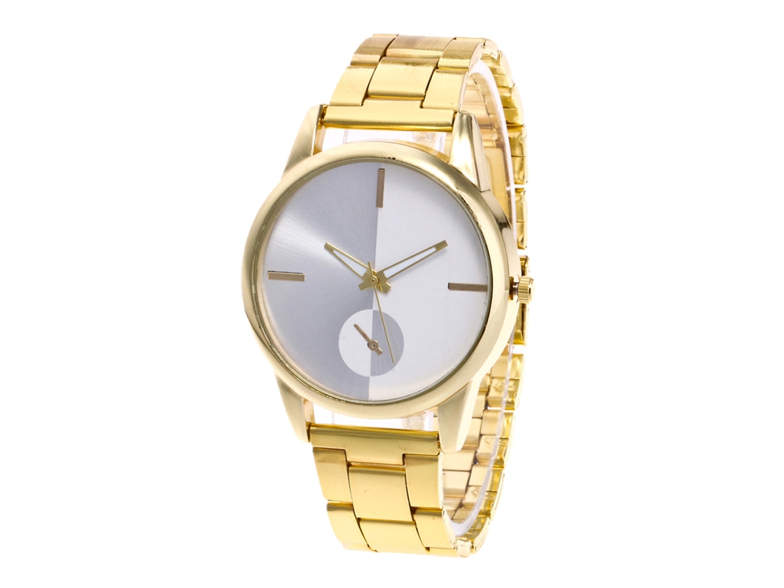Reloj De Pulsera Unisex Zhoulianfa De Acero Inoxidable Con Brazalete De Cuarzo, Estilo Casual, Color Dorado.
