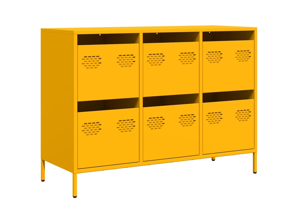 Maison Exclusive - Aparador Acero Laminado Frío Amarillo Mostaza 101,5x39x73,5 Cm