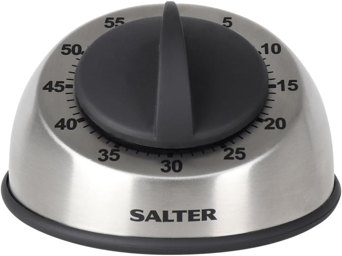 Temporizador mecánico de acero inoxidable, alarma potente, mecanismo de reloj confiable y potente para aumentar la productividad en cocinas, salas de estar y oficinas.