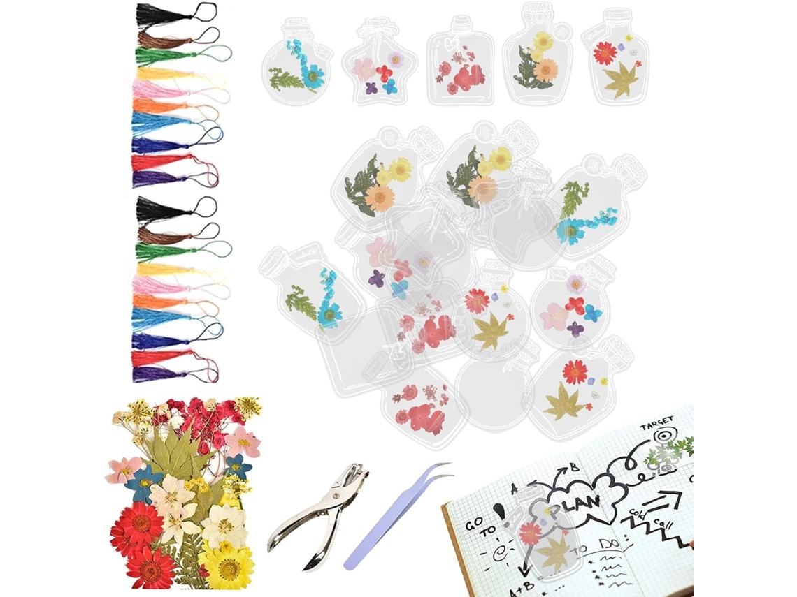 Bloques Transparentes Para Libros Con Flores Secas - Juego De Cubiertas De Libros Hechas A Mano Con Flores -