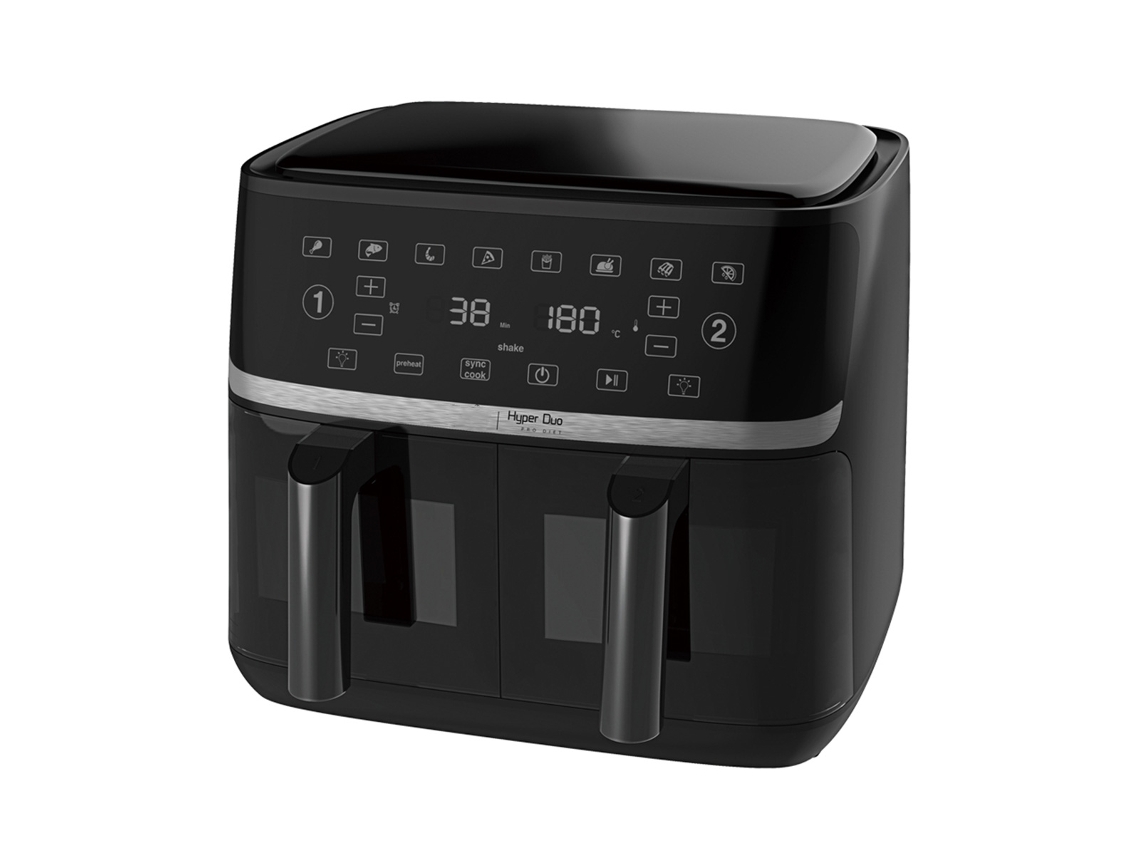 Freidora de Aire DUO, 2 X 5.5L, Panel Táctil, 8 Programaciones, 3400W KLACK
