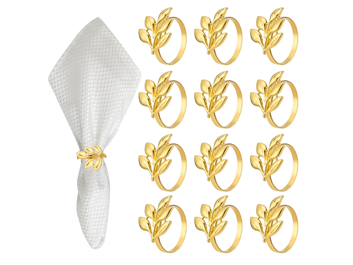 Anillos para servilletas de lámina de oro, aleación de oro, 12 unidades