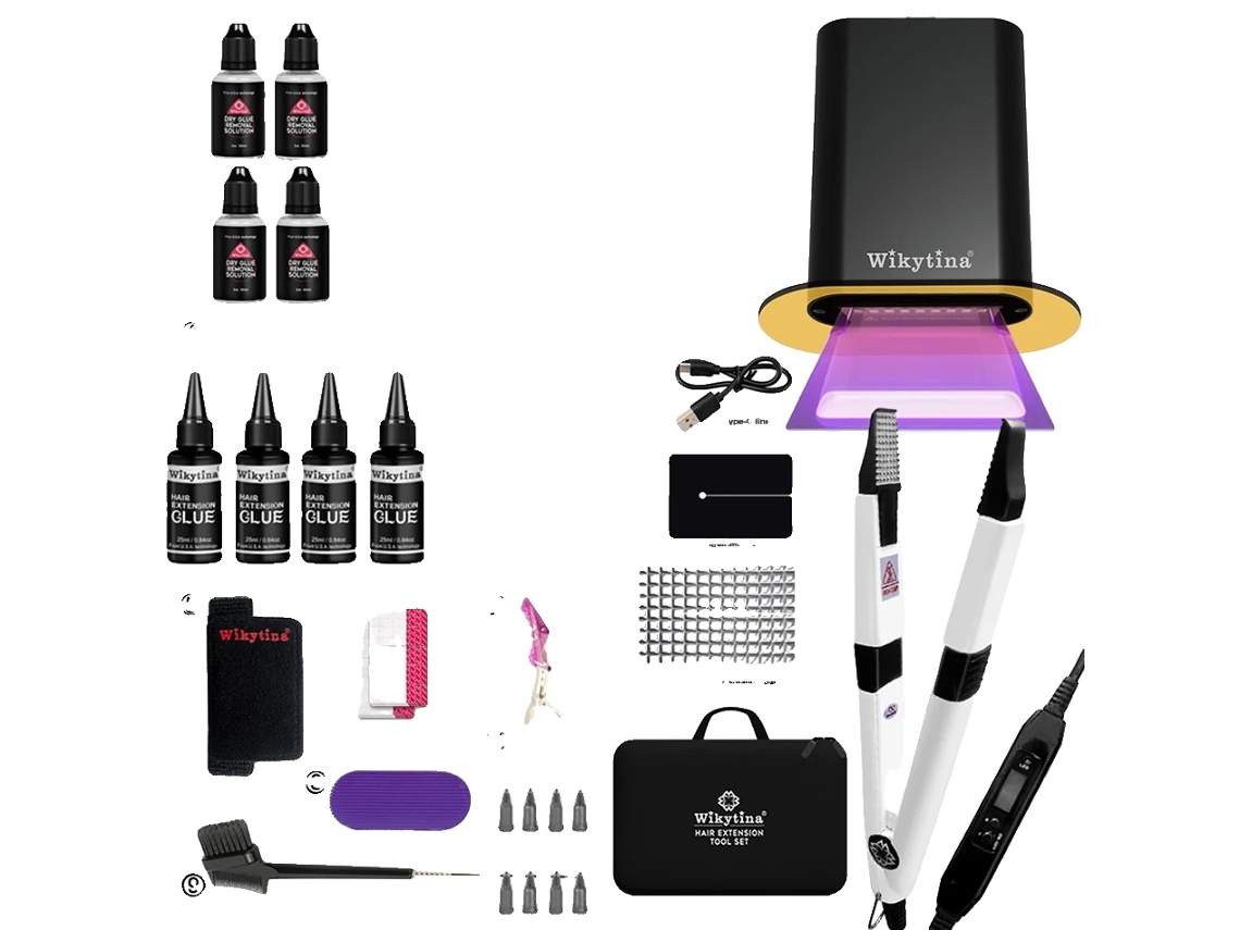 Kit de herramientas para extensiones de cabello, pegamento UV, máquina removedora fácil, Combo-2