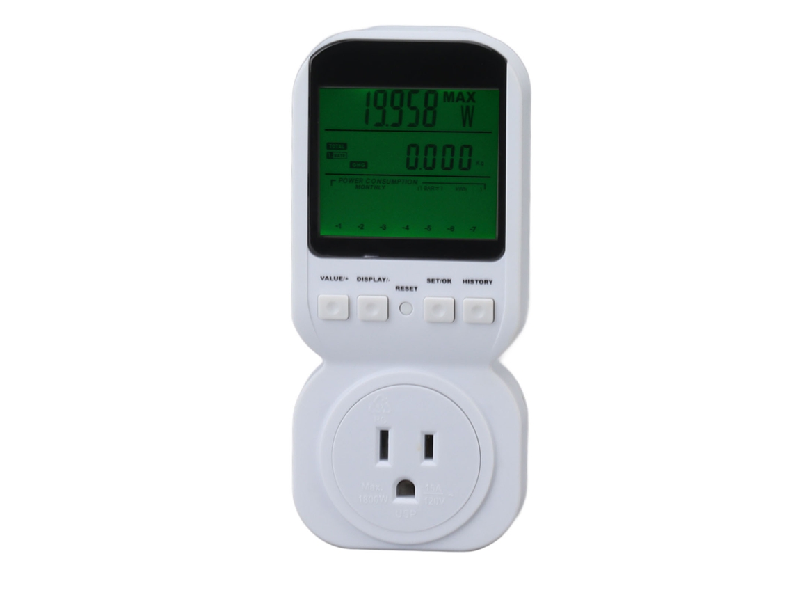 Medidor De Energía Ts 8000, Pantalla Digital Lcd Enchufable, Potencia, Voltaje, Consumo 15a 1800w