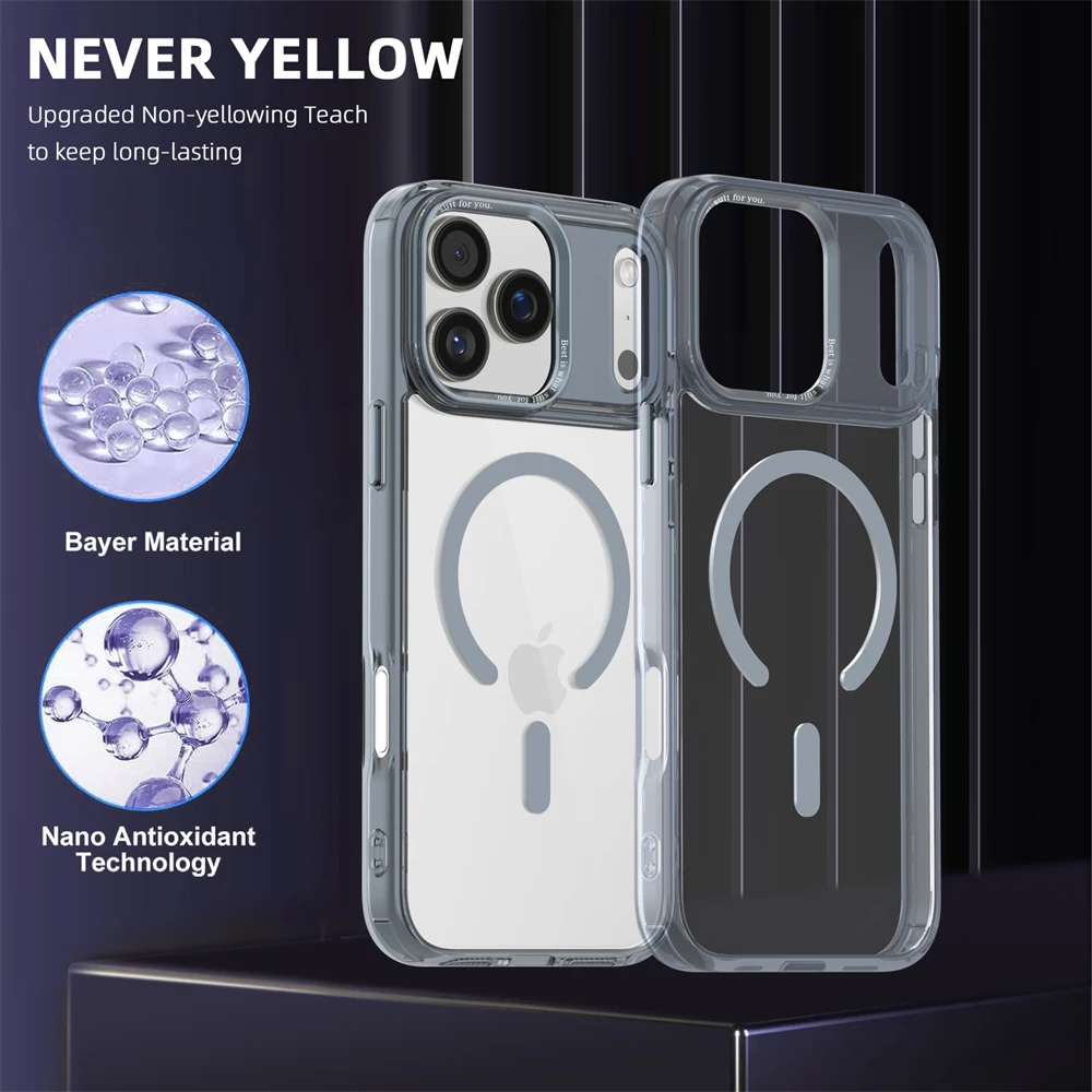 (iphone 16e, Gris) Funda Magnética Para Iphone, Compatible Con Carga Inalámbrica Magsafe.