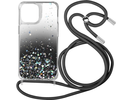 Carcasa iPhone 13 Pro AVIZAR Brillante con Cordón Extraíble Negro