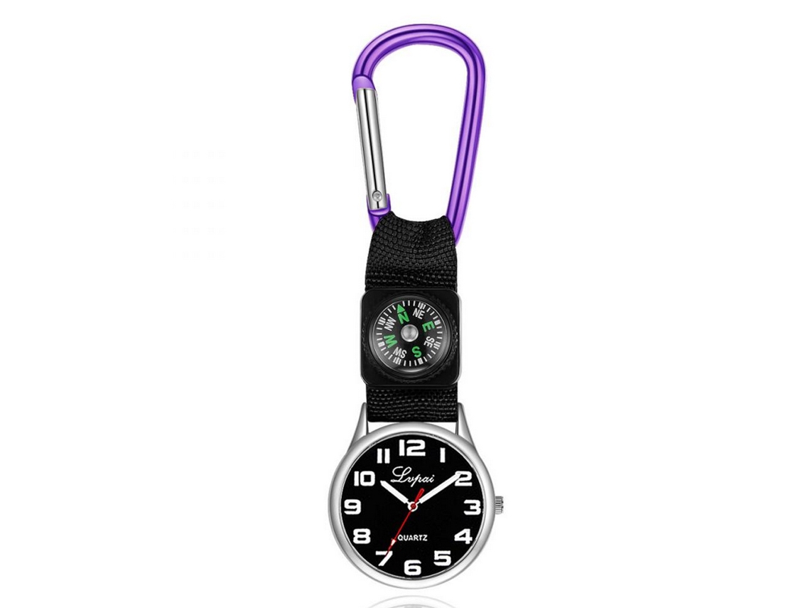 Reloj Deportivo Multifuncional Con Brújula Y Mosquetón Para Acampada Y Escalada - Morado