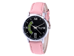Reloj De Pulsera De Aleación Con Dial Redondo Analógico De Cuarzo Para Parejas Rosa