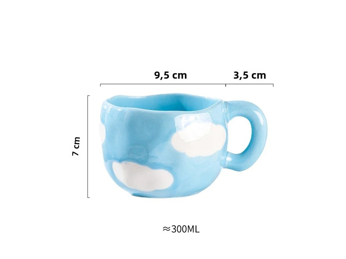 Taza de café de cerámica de estilo coreano, 300 ml, pintada a mano con motivos irregulares de flores y corazones. Mdug (estilo 1)