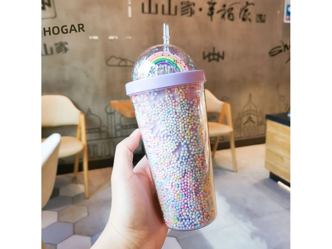 Botella de agua para mujer/niño, 7,5 cm de diámetro, 500 ml de capacidad, con estampado de dibujos animados. Mdug (morado).