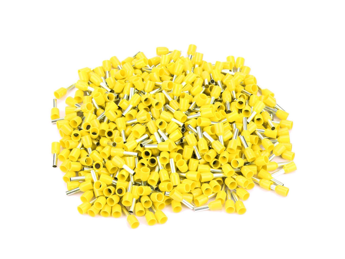 2026velora-500pcs/set Terminales A Presión Fría E2508 Tubulares Aislados Conector De Cable Amarillo