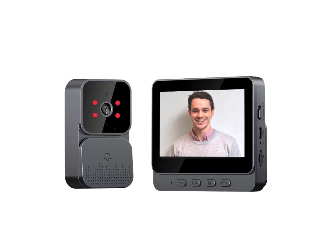Videoportero Inalámbrico Con Pantalla Ips De 4.3", Visión Nocturna Infrarroja, Intercomunicador Bidireccional Czhhmart