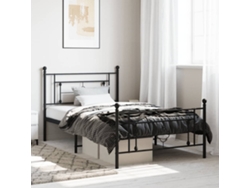 Estructura Cama Sin Colchón Con Estribo Metal Negro 107x203 Cm