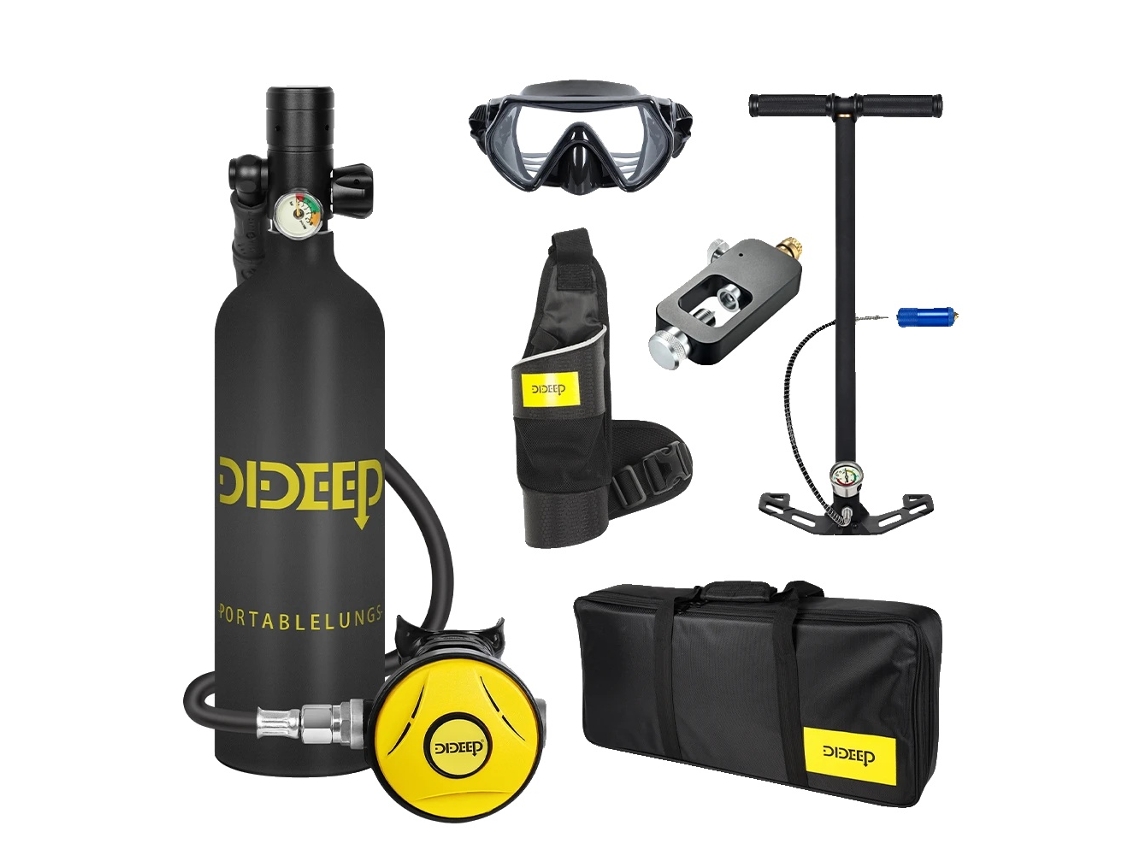 Cilindro de buceo de 1 L, tiempo de inmersión de hasta 20 minutos, OEM negro