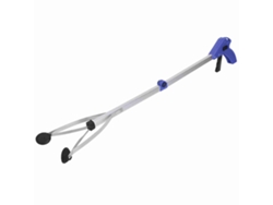 Recolector De Residuos De Jardín Plegable Con Mango Azul Y Pinzas Para Recoger Hojas Y Escombros.