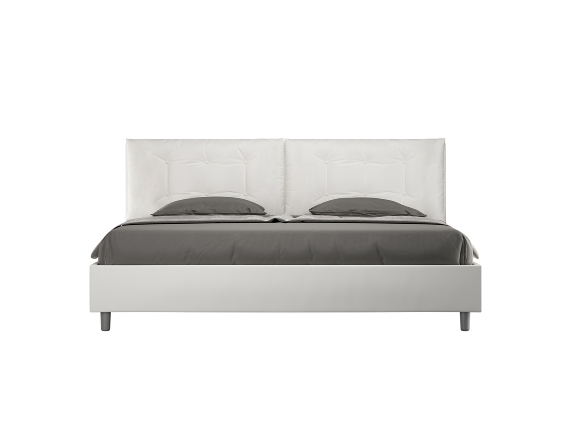 Cama Doble Grande Annalisa De Piel Sintética Blanca Tamaño King Con Compartimento Acolchado (200 X 200)