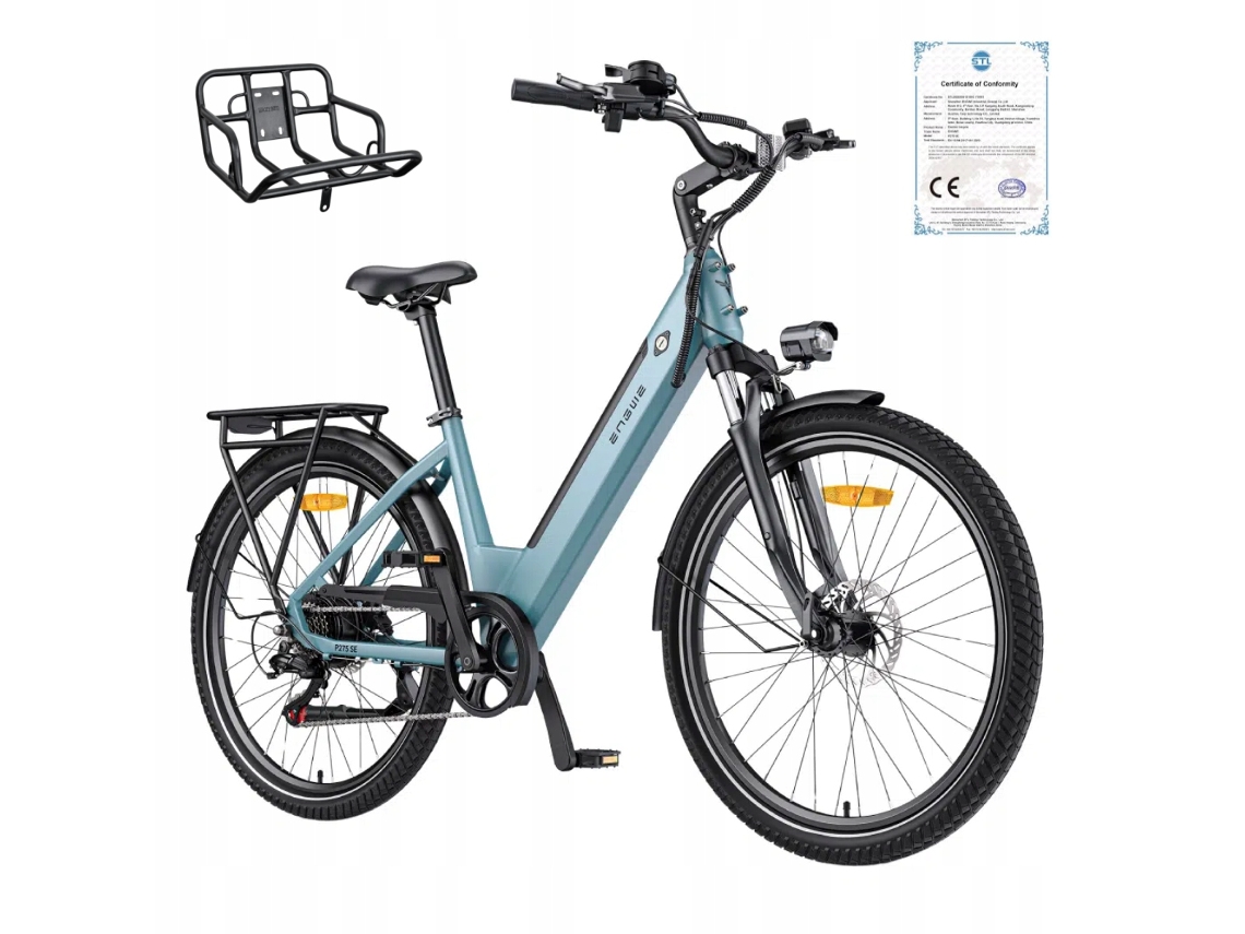 Bicicleta Eléctrica Urbana Engwe P275 Se 250w 36v 13ah Con Autonomía De 100 Km, Frenos Hidráulicos Y Bluetooth.
