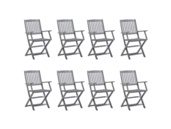 Sillas plegables de exterior DKD Home Decor de 8 piezas con cojines de acacia maciza