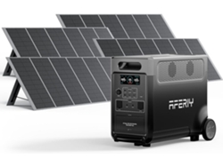 Generador Solar Portátil 3600W, 4 Paneles Solares Plegables 400W, Batería LiFePO4, Salidas 220V-240V y Puertos USB, IP65