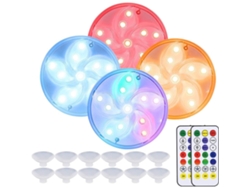 2026-4 Pack Luces Led Sumergibles Impermeables Con Ventosa, Imanes Y Control Remoto Rf Luces Led Rgb